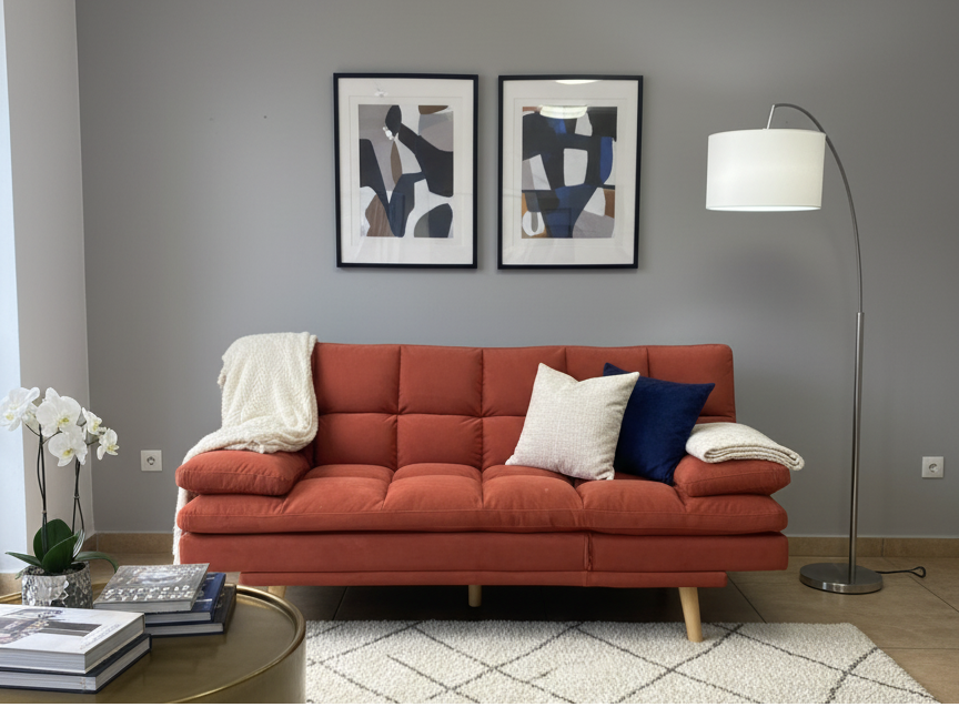 Arly Sofa Bed in Orange