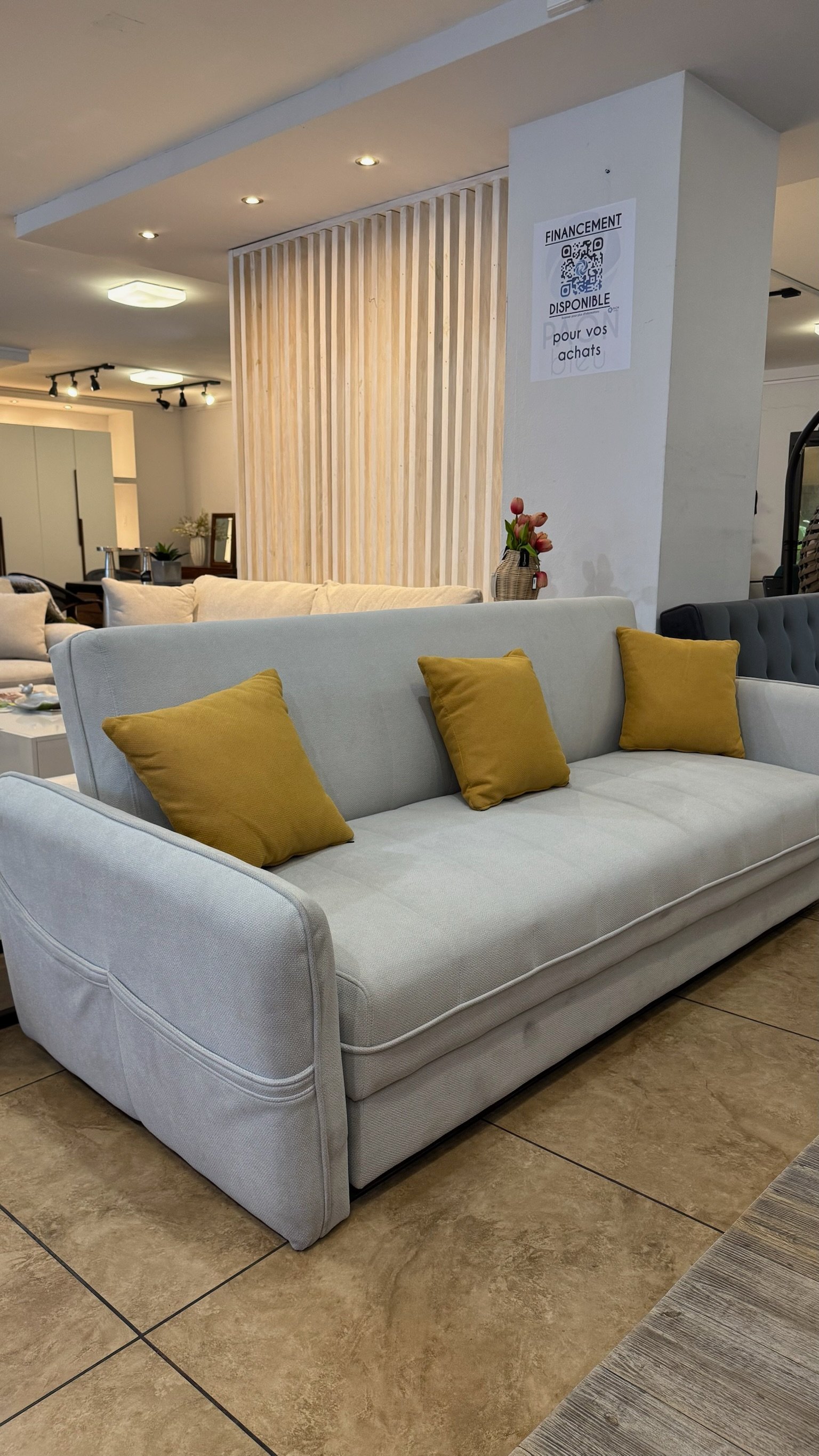 Damian Sofa Bed in Beige & Yellow